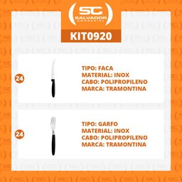 KIT - Jogo de Faca e Garfo Ipanema 48 Peças em Aço Inox Cabo Preto PTOP - Tramontina - 2