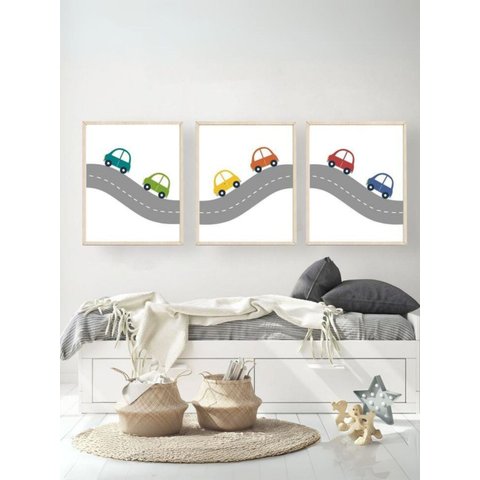 Kit 3 Quadros Decorativos Infantil Carros No6