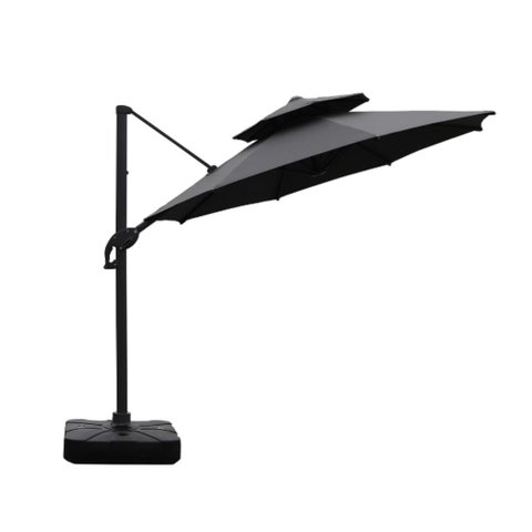 Ombrelone Lateral com Base 150 Lt Hdpe Belize Rivatti 300 Cm (larg) Aluminio Capa Poliéster Grafite