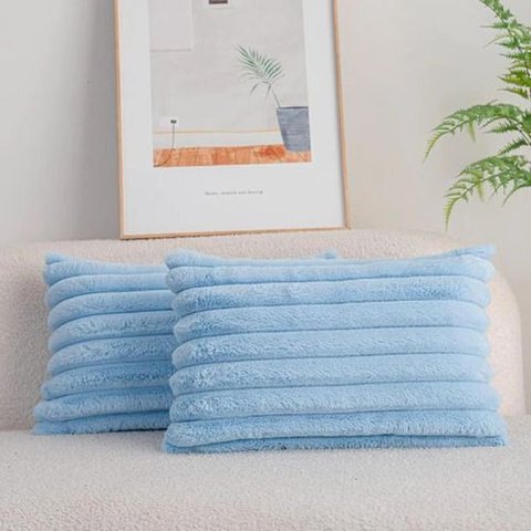 Capa P/ Almofada Pelucia Wave Soft 30 X 60 Cm - Baby Blue