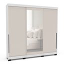 Ver imagem 2 de Guarda-Roupa Casal 3 Portas Correr com Espelho Madrid Bege/Creme/Branco