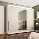 Ver imagem 1 de Guarda-Roupa Casal 3 Portas Correr com Espelho Madrid Bege/Creme/Branco
