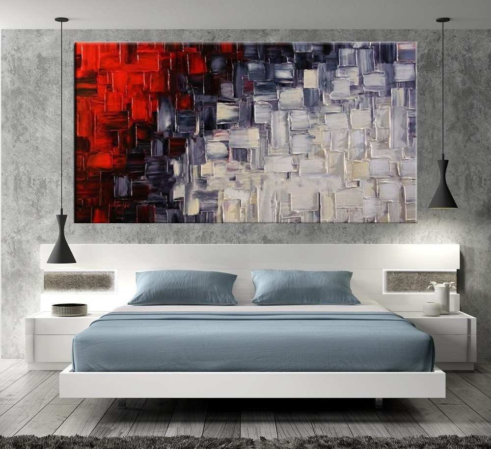 Quadro Pintura Tela Arvores e Flores Modernas Em Altos Relevos 2059: 70cm (A) x 140cm (L) - 5