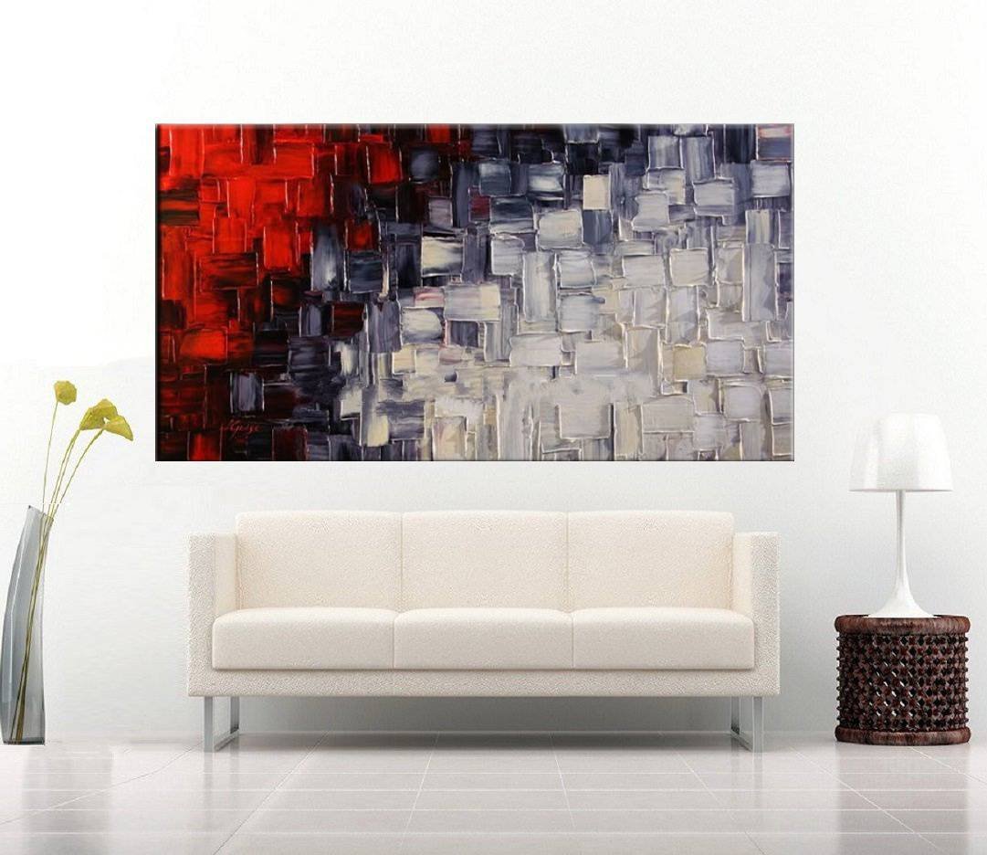 Quadro Pintura Tela Arvores e Flores Modernas Em Altos Relevos 2059: 70cm (A) x 140cm (L) - 3
