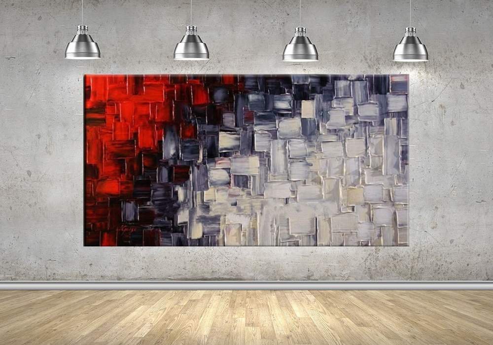 Quadro Pintura Tela Arvores e Flores Modernas Em Altos Relevos 2059: 70cm (A) x 140cm (L) - 4