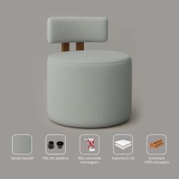 Poltrona Sala Organica Almyra no Tecido Boucle - 11 Cores - Cinza Claro - 5