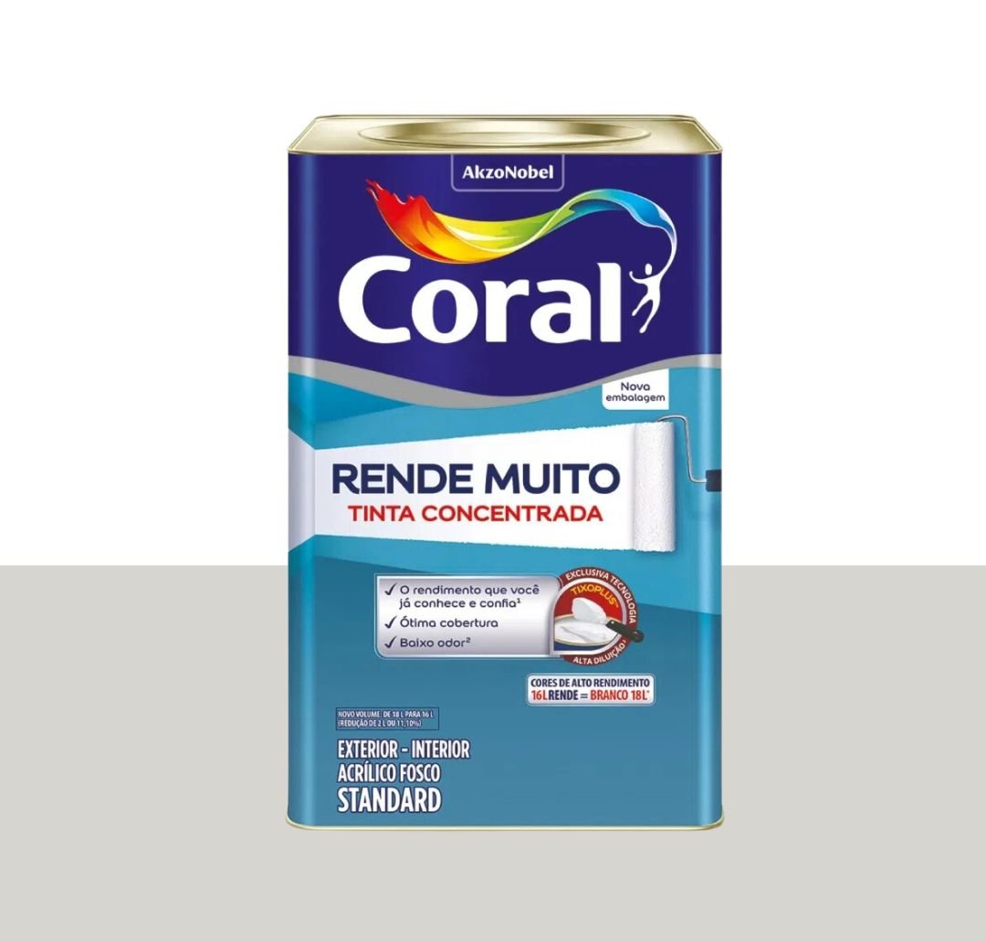 Coral Rende Muito Branco 18l e 16l Coral Rende Muito Tinta Concentrada Acabamento Fosco Branco Gelo