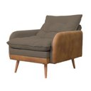 Ver imagem 6 de Poltrona de Amamentação Reclinável 5 Posições com Puff Linho Capuccino com Corino Nozes