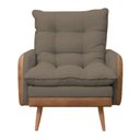 Ver mais imagens de Poltrona de Amamentação Reclinável 5 Posições com Puff Linho Capuccino com Corino Nozes