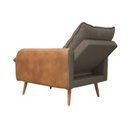 Ver imagem 4 de Poltrona de Amamentação Reclinável 5 Posições com Puff Linho Capuccino com Corino Nozes