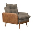 Ver imagem 5 de Poltrona de Amamentação Reclinável 5 Posições com Puff Linho Capuccino com Corino Nozes