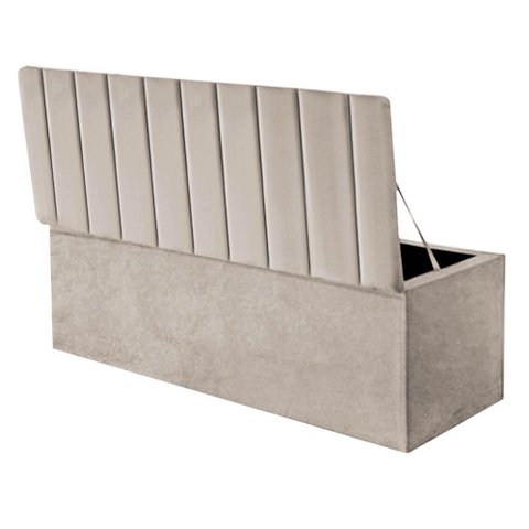 Calçadeira Baú Recamier Estofada Cama de Casal 140cm Carla Suede Bege- Mabe Magazine