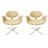 Cadeira Tulipa Bege Estofada com Braço Base Giratória em Alumínio Kit 2 Unidades Poltronas do Sul Gi - 1