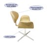 Cadeira Tulipa Bege Estofada com Braço Base Giratória em Alumínio Kit 2 Unidades Poltronas do Sul Gi - 2