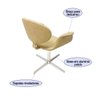 Cadeira Tulipa Bege Estofada com Braço Base Giratória em Alumínio Kit 2 Unidades Poltronas do Sul Gi - 3