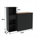 Ver imagem 4 de Conjunto de Escritório 2 Peças Smart Office Livreiro e Aparador Buffet - Preto e Cedro