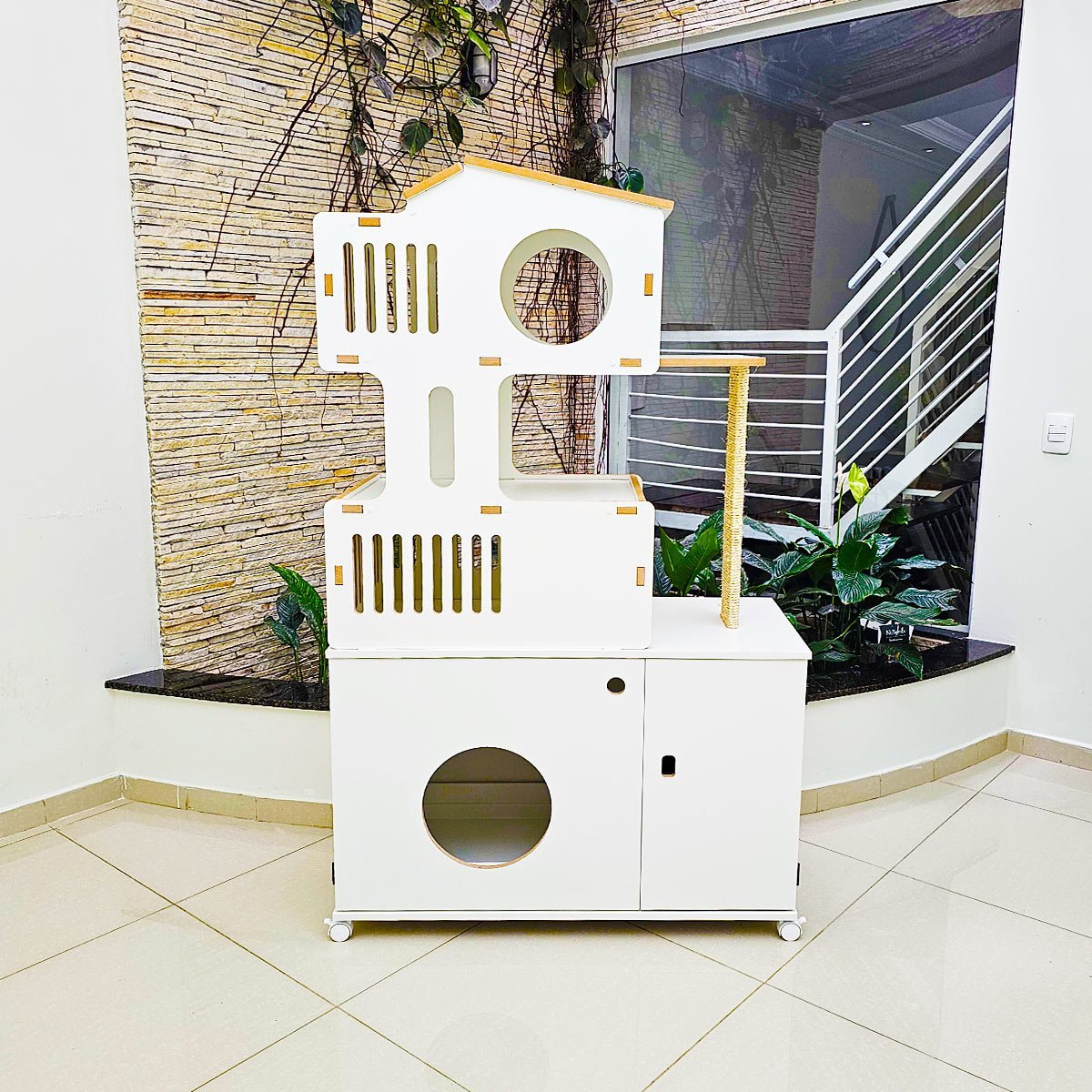 Armário Sanitário banheiro torre gatos caixa de areia arranhador tocac Boss - 7