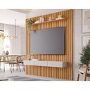 Ver imagem 1 de Painel Quarto P/ Tv até 65 Pol Maragogi Ripado C/ 1 Porta e 2 Gavetas 185x220cm Nature/off White -