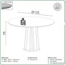 Ver imagem 4 de Conjunto Mesa de Jantar 1,35m com Vidro + 4 Cadeiras em MDF