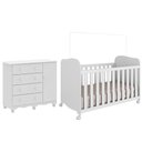 Ver imagem 2 de Jogo de Quarto Infantil Júnior Cômoda 1 Porta e Berço Uli Branco Brilho - Móveis Peroba