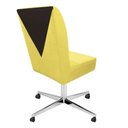 Ver imagem 2 de Kit 03 Cadeira Ana Giratória Metal Com Rodízio Suede Amarelo E Sintético Marrom