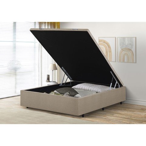 Cama Box Baú Casal 138x188 Base em Madeira de Eucalipto Resistente para Organização do Quarto