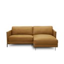 Ver imagem 5 de Sofá Decorativo Karine 3 Lugares Sala de Estar 230cm com Chaise Pés em Aço Couro Caramelo G88 - Gran