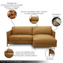 Ver imagem 3 de Sofá Decorativo Karine 3 Lugares Sala de Estar 230cm com Chaise Pés em Aço Couro Caramelo G88 - Gran
