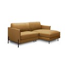 Ver imagem 2 de Sofá Decorativo Karine 3 Lugares Sala de Estar 230cm com Chaise Pés em Aço Couro Caramelo G88 - Gran