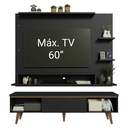 Ver imagem 6 de Rack com Painel para TV até 60 Polegadas 180 cm com Pés Preto/Rustic Reims Madesa