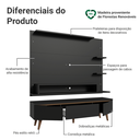 Ver imagem 5 de Rack com Painel para TV até 60 Polegadas 180 cm com Pés Preto/Rustic Reims Madesa
