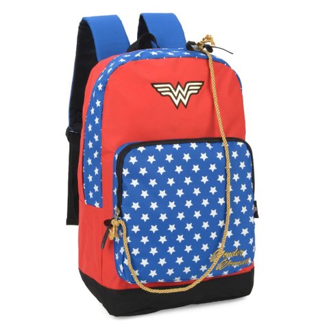 Mochila Costas Mulher Maravilha Juvenil Escolar:vermelha