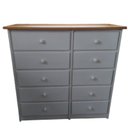 Ver imagem 2 de Cômoda de Madeira 10 Gavetas 1,08m Leila Laca Branca Tampo Mel