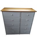 Ver imagem 1 de Cômoda de Madeira 10 Gavetas 1,08m Leila Laca Branca Tampo Mel