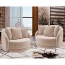 Ver imagem 2 de Poltrona Decorativa Giratória para Sala 122cm Kaly M22 Veludo Bege - Mpozenato