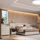 Ver imagem 2 de Mesa de Cabeceira Rimo Regência 2 Gavetas Carvalho/Off White