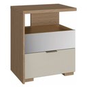Ver imagem 1 de Mesa de Cabeceira Rimo Regência 2 Gavetas Carvalho/Off White