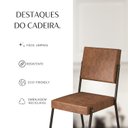 Ver imagem 7 de Kit 4 Cadeiras Estofadas em Aço Napoli Marrom Preto Fosco