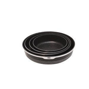 Conjunto de Assadeiras Antiaderente Revestimento Marmore Cerâmico 4 Peças Preta