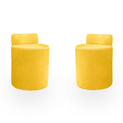 Kit Puff Banqueta Alto Confortável Reforçado Minimalista Roma Suede