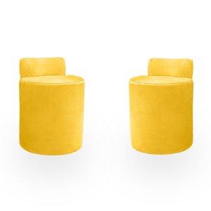 Kit Puff Banqueta Alto Confortável Reforçado Minimalista Roma Suede