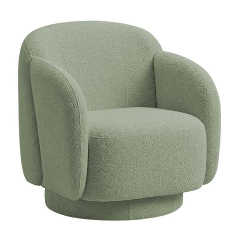 Poltrona Decorativa Avany Base Giratória Bouclé Verde Claro - Nexta Casa