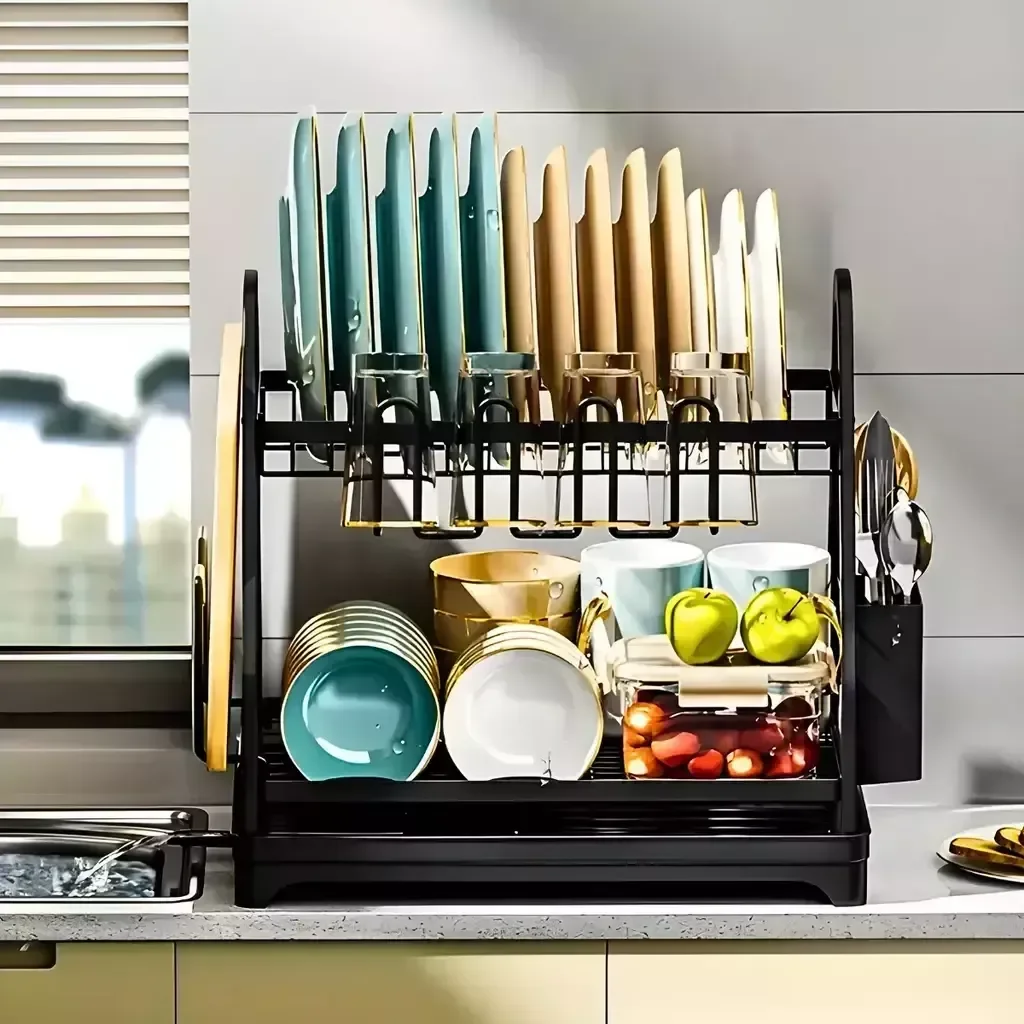 Escorredor e Organizador de Louças Inox Preto - 3