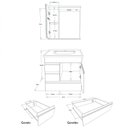 Ver imagem 4 de Conjunto Gabinete de Banheiro Suspenso 2 Gavetas e 1 Gavetão com Espelheira e Cuba Marrom/Nogal Sevilha