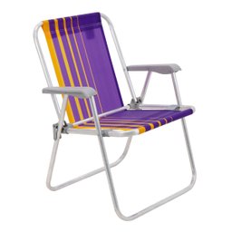 Cadeira de Praia Tramontina Samoa Alta em Alumínio com Assento Roxo e Amarelo - 1