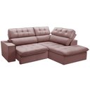 Ver imagem 1 de Sofá 3 Lugares Retrátil Reclinável Chaise Direito 243cm Solin F04 Veludo Rosê - Lyam Decor