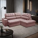 Ver imagem 3 de Sofá 3 Lugares Retrátil Reclinável Chaise Direito 243cm Solin F04 Veludo Rosê - Lyam Decor