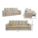 Ver imagem 3 de Sofá Retrátil e Reclinável 2 Lugares 1,70m com Molas Madrid Suede Bege Mirra Decor