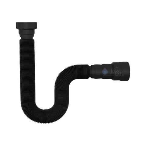 Sifão Sanfonado Flexível Preto Black Pia Banheiro Cozinha