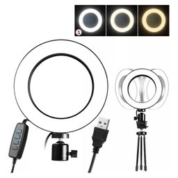 Ring Light Led Mesa Iluminador Pequena Tripé 6 Polegada 16cm - 2